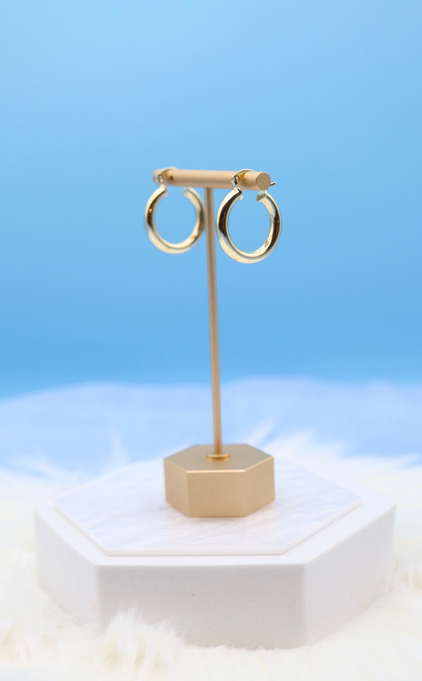 Small Grand Tube Gold Hoop Earrings