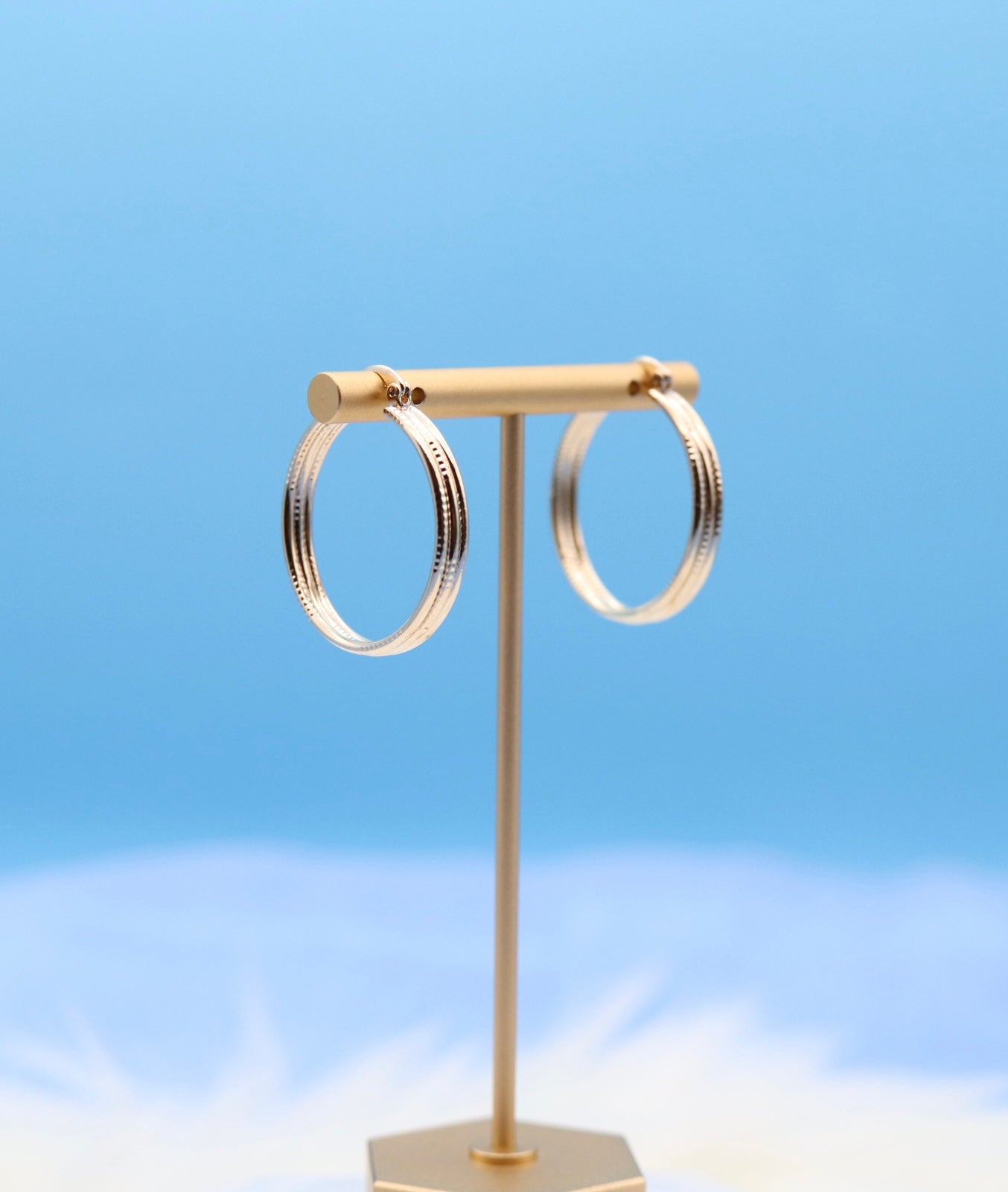 Medium Flat Gold Hoop Earrings