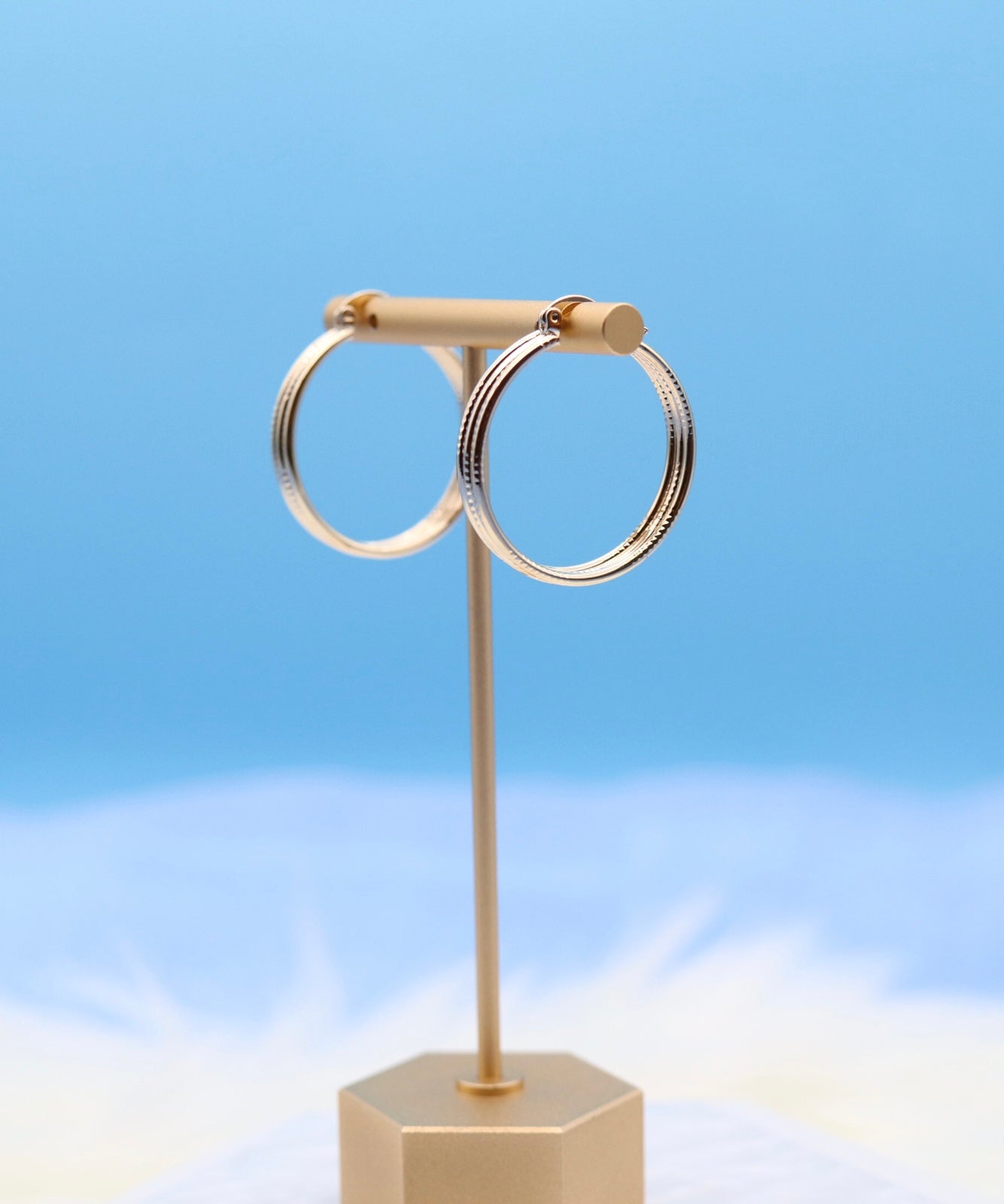 Medium Flat Gold Hoop Earrings