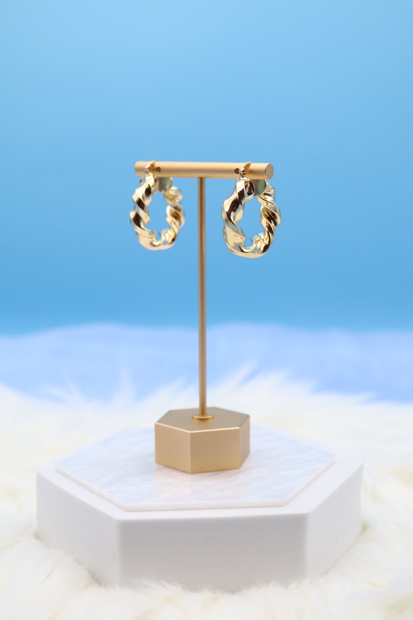 Medium Gold Bamboo Hoop Earrings