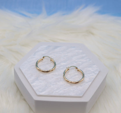 Small Diamond-Cut Gold Hoop Earrings