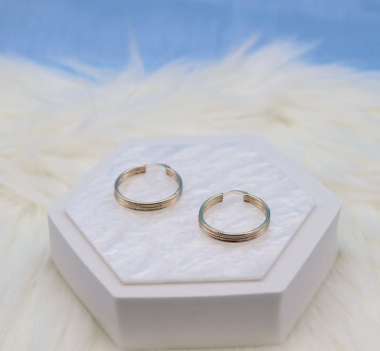 Medium Flat Gold Hoop Earrings