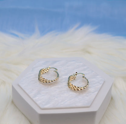 Five Layers of Twisted Gold Hoop Earrings