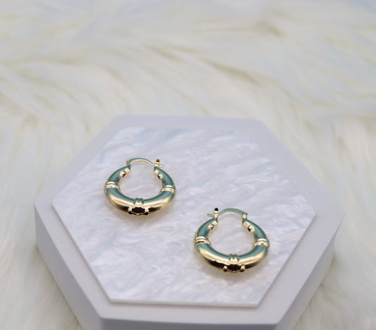 Small Oval Bamboo Gold Hoop Earrings