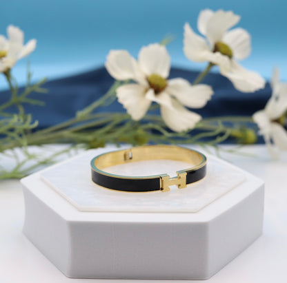 Small Black Luxury Gold Bangle Bracelet