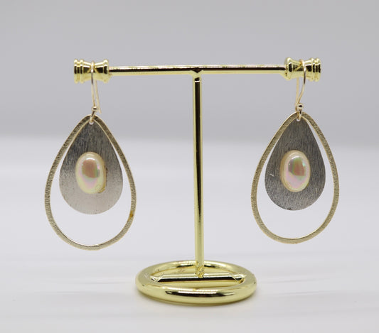 Gold and Pearl Teardrop Earrings