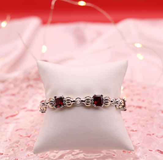 Ruby Red Square Station Bracelet