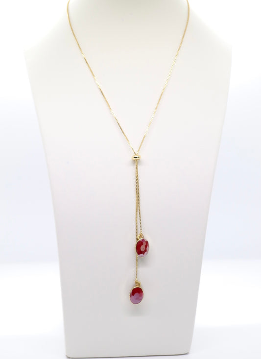 Gold and Red Dangling Necklace