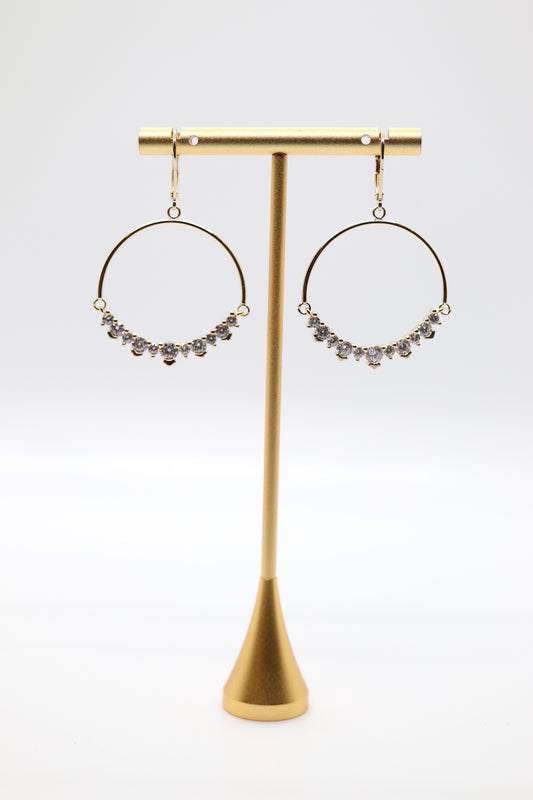 Gold Hoops with CZ dangling stones Earrings