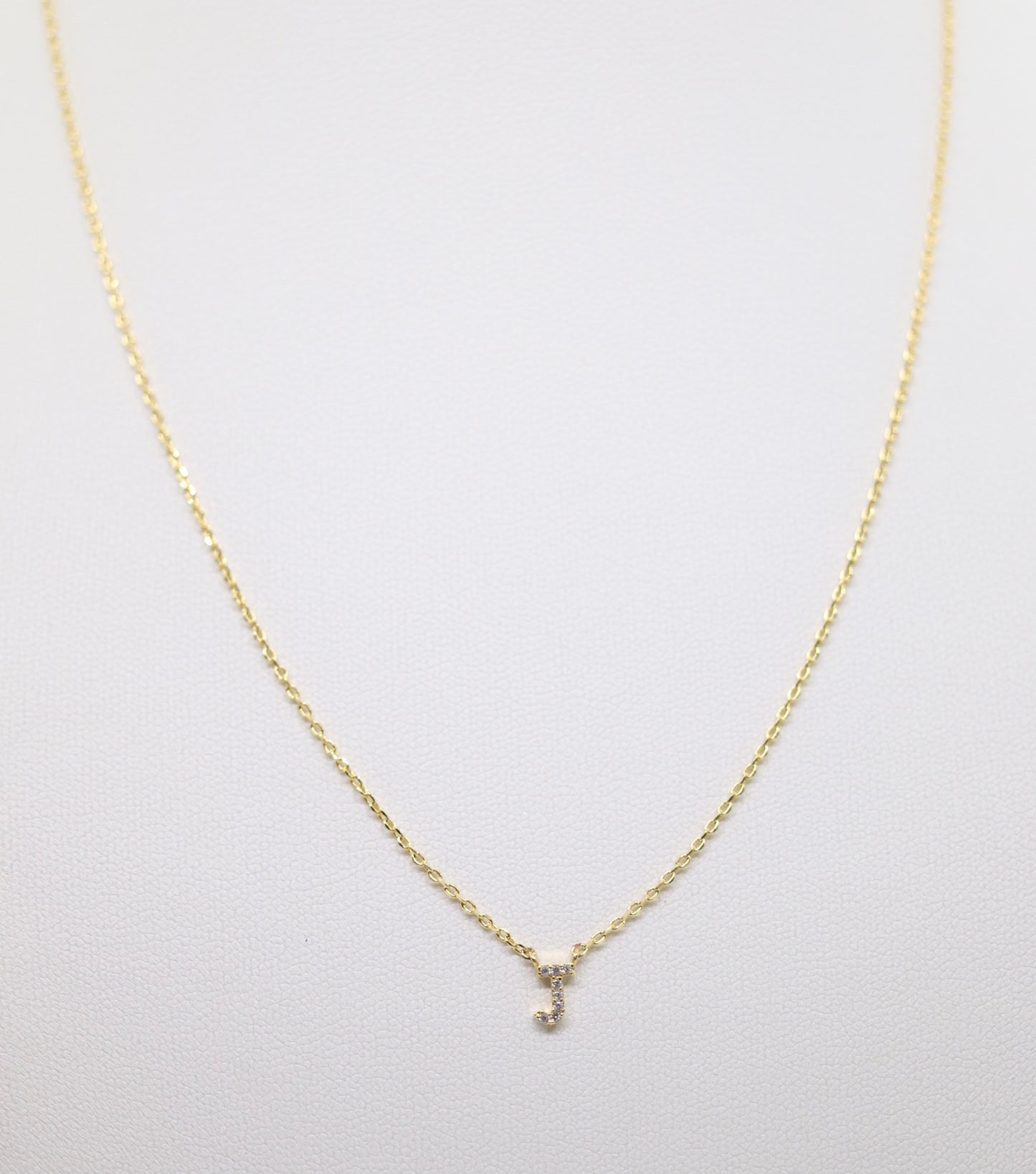 Gold Mini Pave Initial Necklace (J)