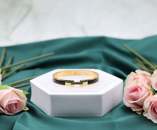 Small Charcoal Luxury Gold Bangle Bracelet