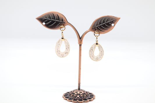 Rose Gold Mesh Earrings with Austrian Crystals