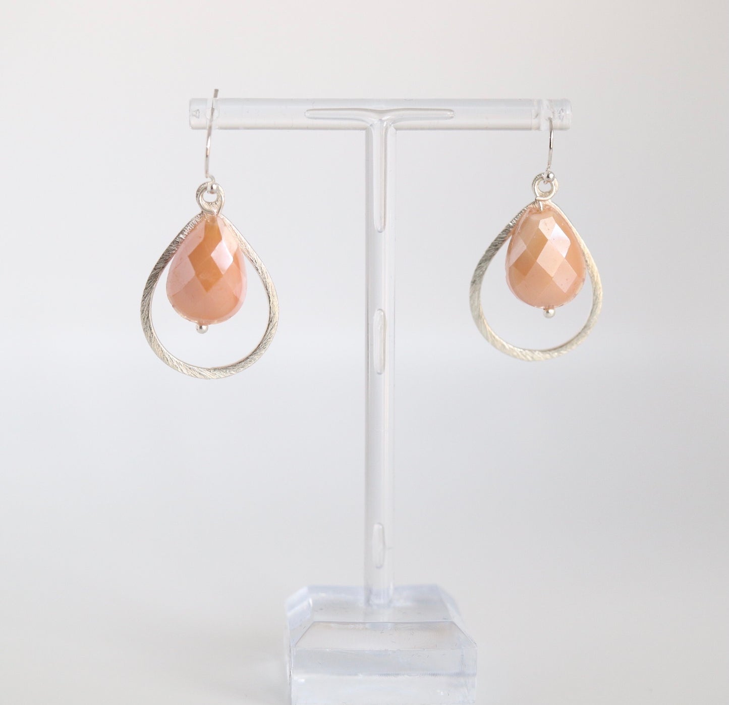 Soft Pink Dangling Teardrop Earrings