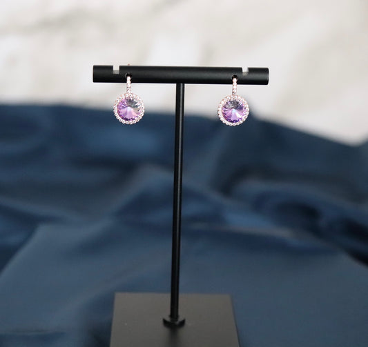 Charming Amethyst Earrings with CZ's around edges