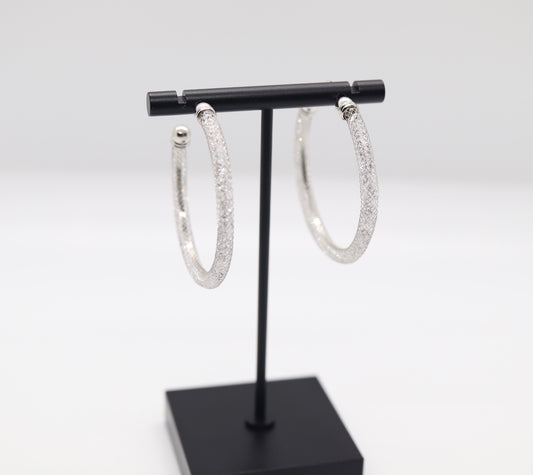 Silver Austrian Crystals Hoop Earrings