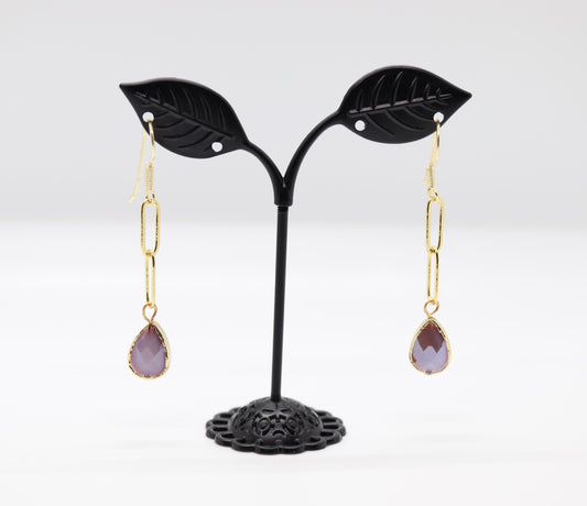 Light Purple Gold Chain Earrings