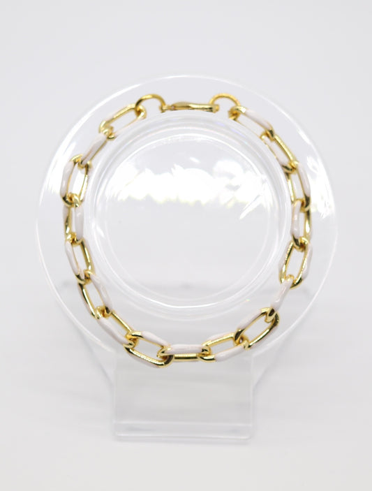 White Trimmed Chain Link Bracelet