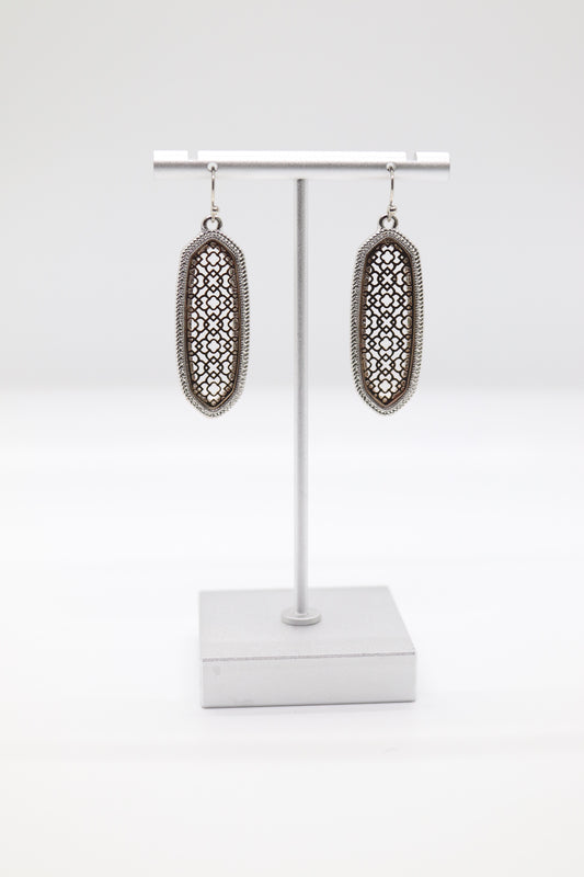 Silver & Gold Drop Earrings with Filagree