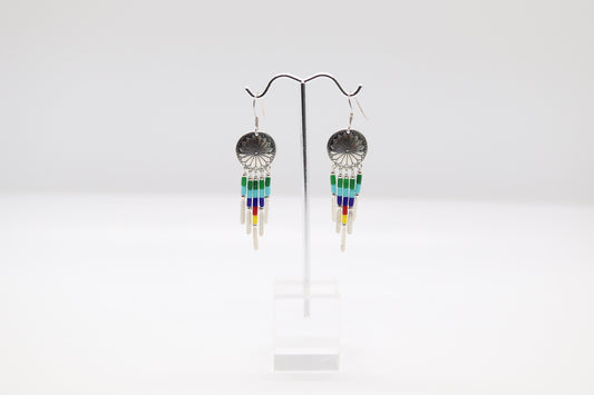 Beautiful Silver Multi-Colored Dangle Earrings