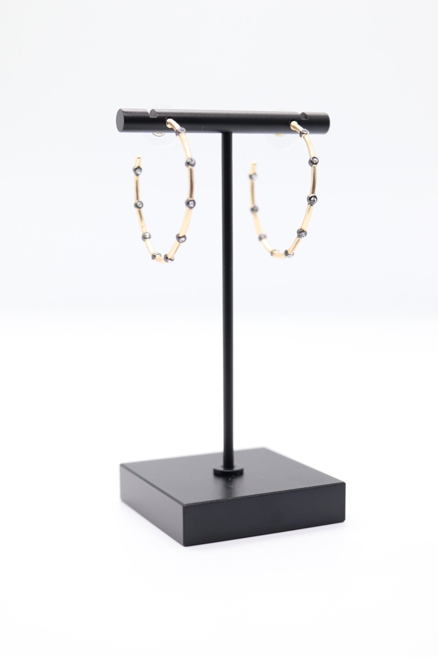 Gold and Black Earrings with CZ Studs