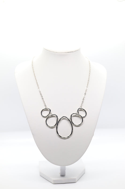 Silver Graduated Oval Drops Necklace