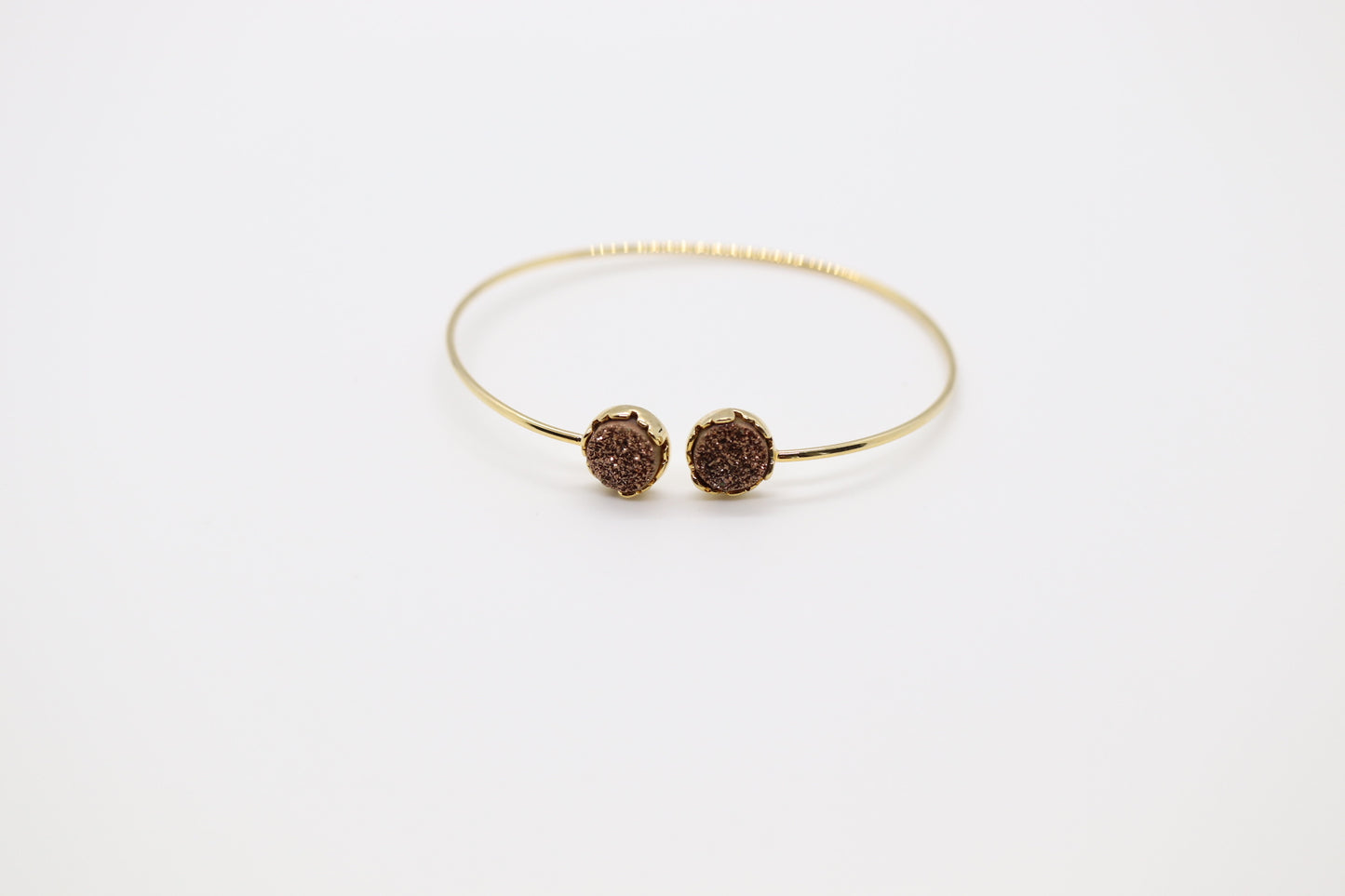 Druzy Brown Stone End Cuff Bracelet