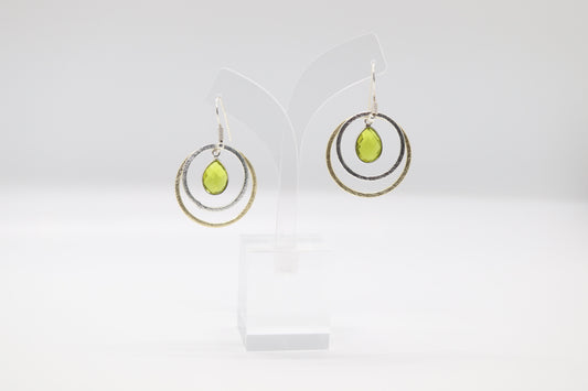 Silver, Gold and Green Earrings