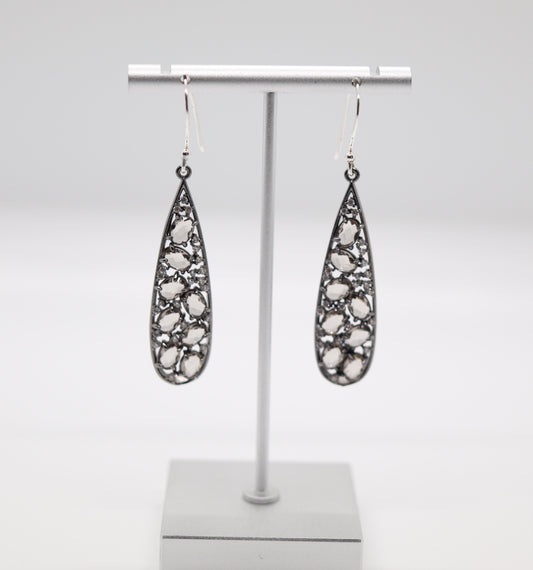 Beautiful Silver Bezel Set Teardrop Earrings