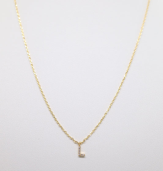 Gold Mini Pave Initial Necklace (L)