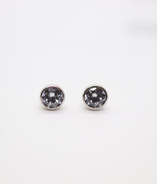 Clear Crystals in a Classic Bezel Setting Sterling Earrings