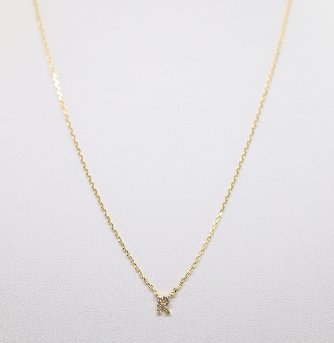Gold Mini Pave Initial Necklace (R)