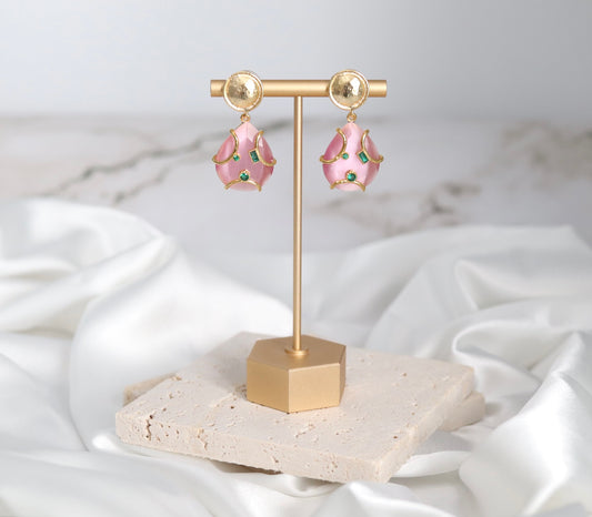 Pink Stone Dangling Earrings
