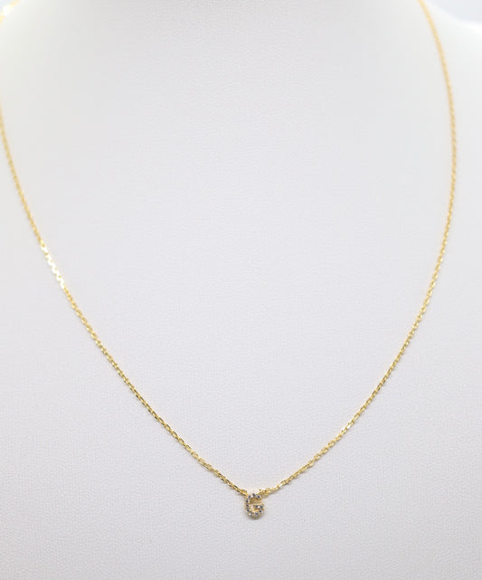 Gold Mini Pave Initial Necklace (G)