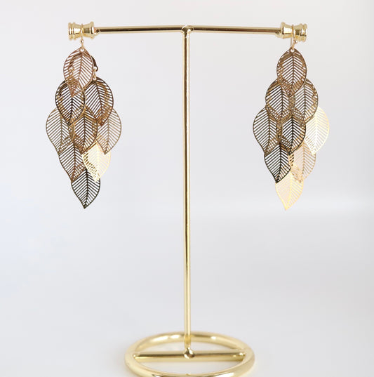 Gold 8-Leaf Dangle Earring