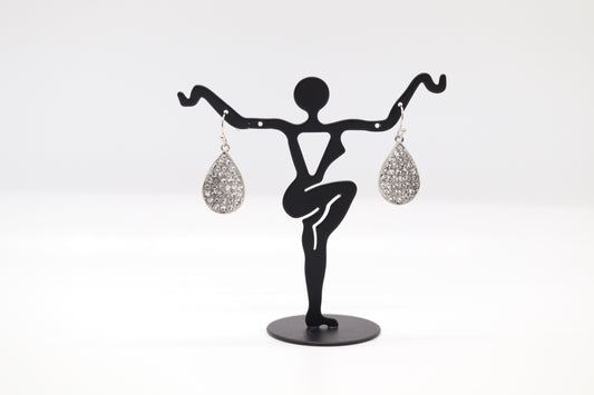 Silver Crystal Pave Teardrop Earrings