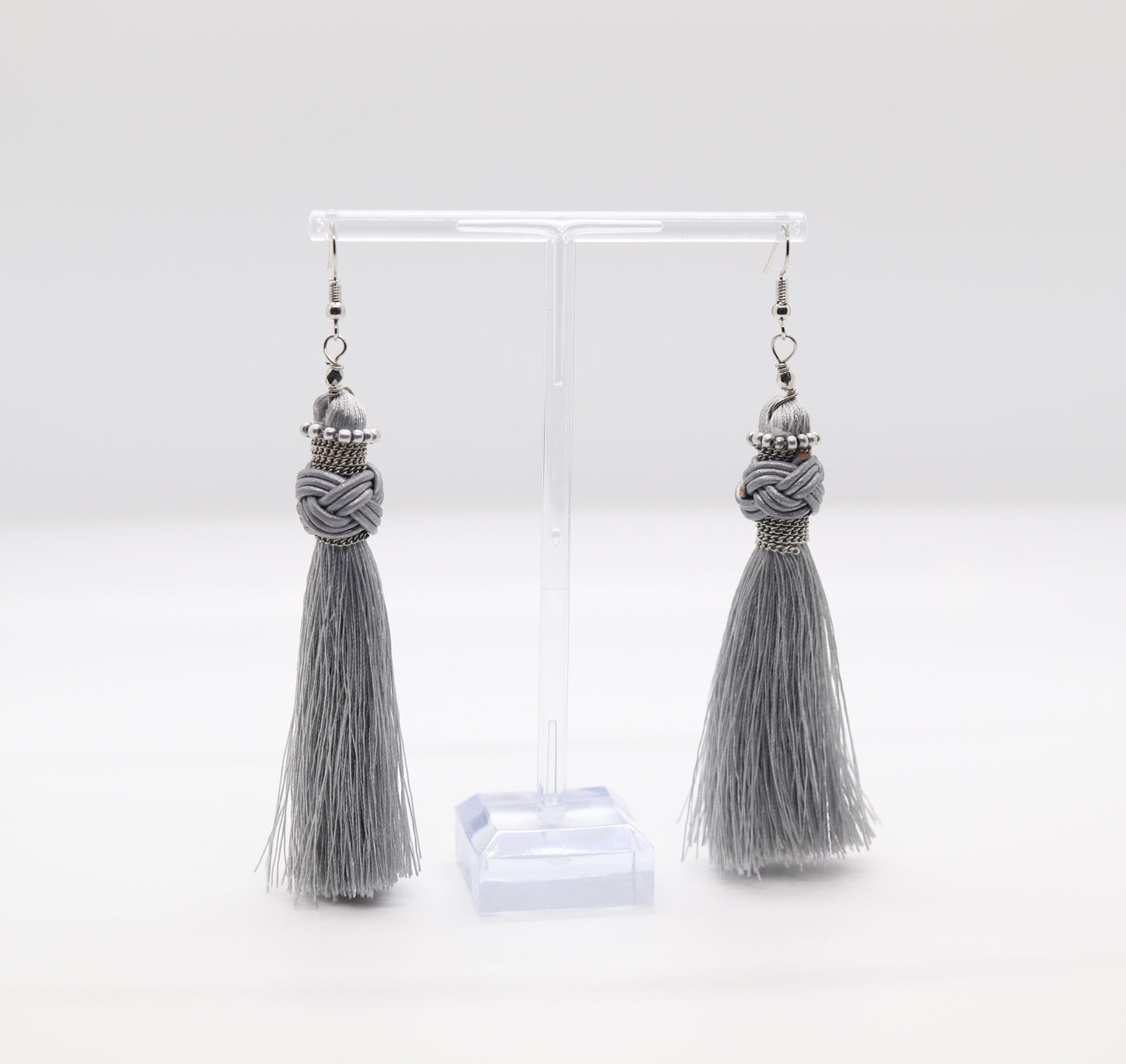 Gray Tassel Earrings