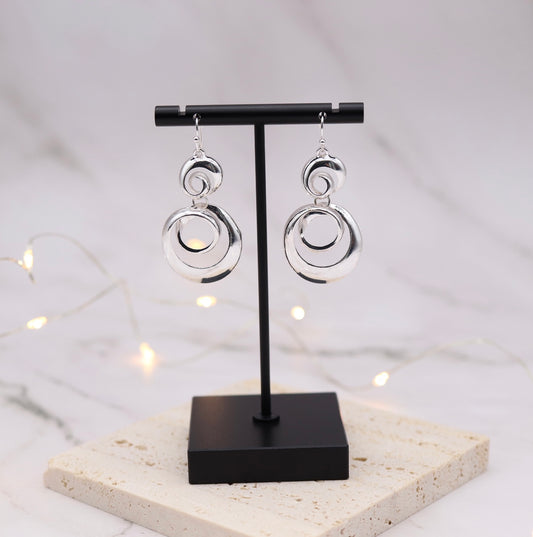 Silver Shiny Double Curls Earrings