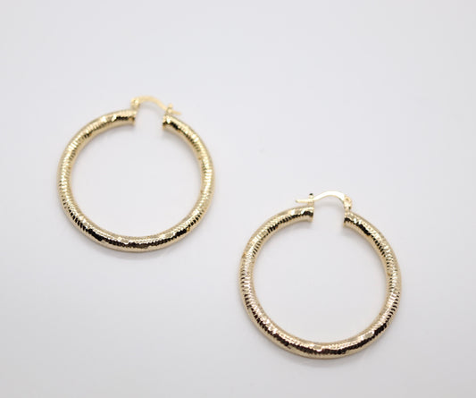 Large Diamond-Cut Gold Hoop Earrings