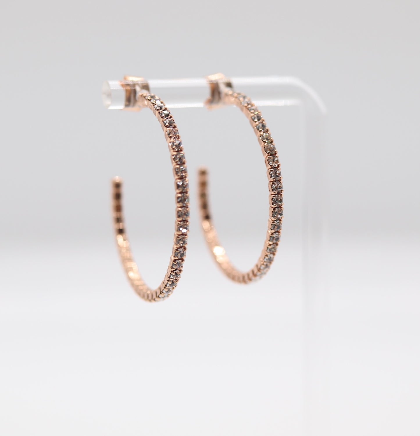 Rose Gold Pave Hoop Earrings