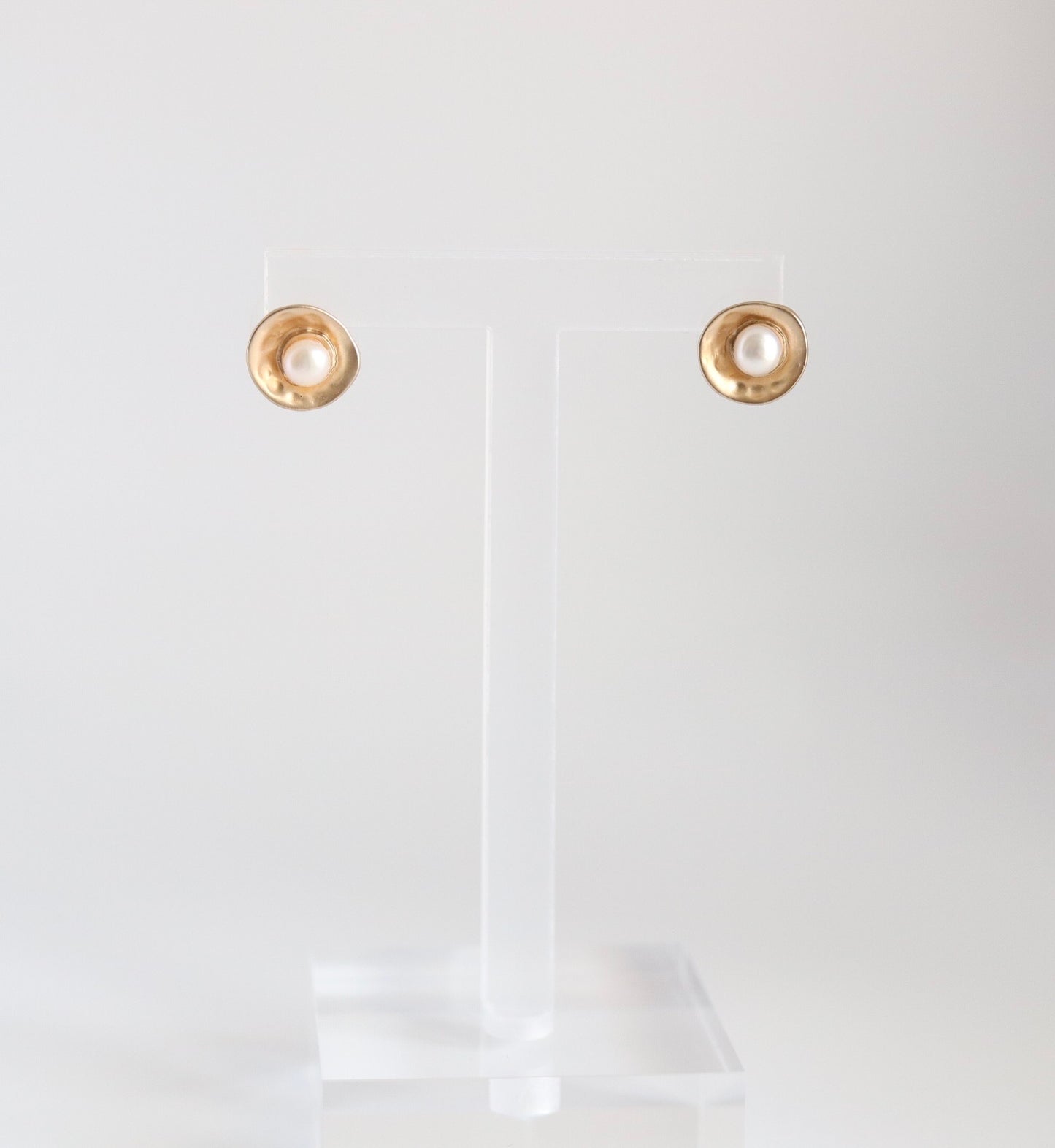 Gold Pearl Stud Earrings