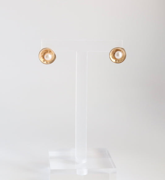 Gold Pearl Stud Earrings