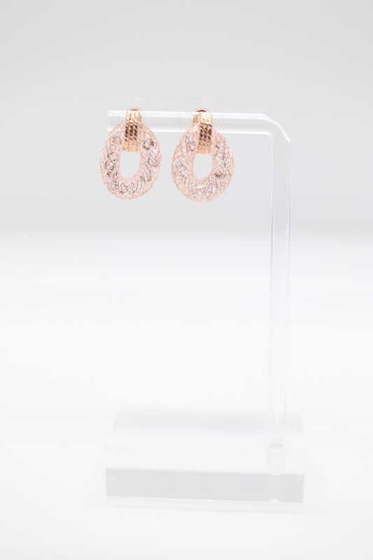 Rose Gold Mesh Earrings with Austrian Crystals