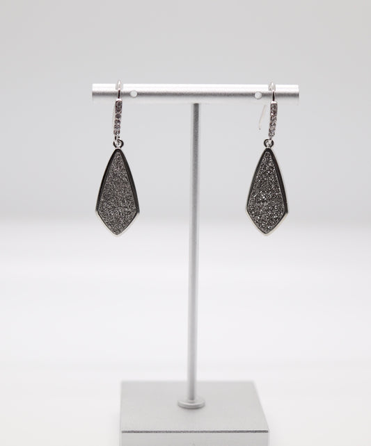 Beautiful Silver Paved Tear Drop CZ Earrings