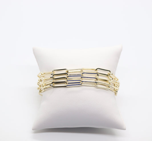 Beautiful Multi-Layer Gold Paperclip Chain Bracelet with Magnetic Clasp