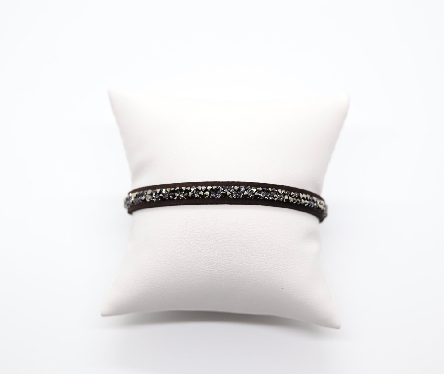 Dark Gray Crystal Velvet Bracelet