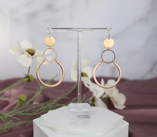 Bronze Gold Dangling Round Earrings