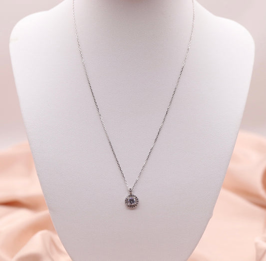 Pave CZ Diamond Circle Pendant Necklace