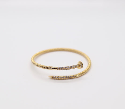 Gold Nail Style Design with CZ Head Bracelet