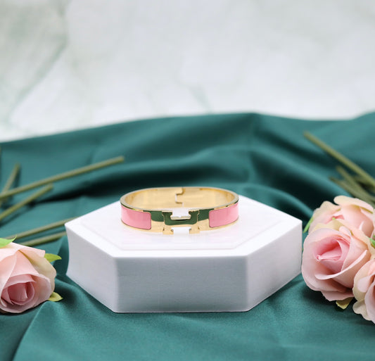Medium Pink Luxury Gold Bangle Bracelet