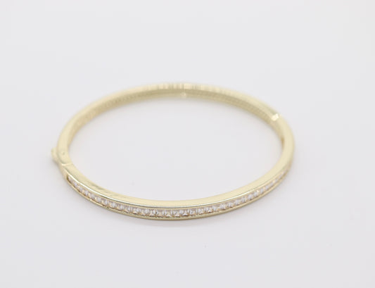 Gold Plated Bangle with Baguette Diamonds!!